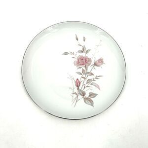 FINE CHINA JAPAN Vintage Laura Dinner Plate White Floral Platinum Trim 10.25"